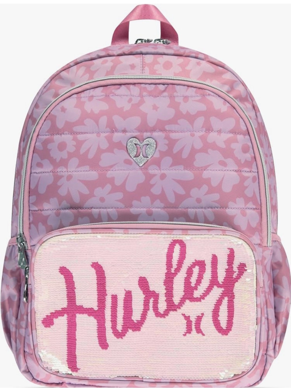 Hurley Pink Floral Sequin Backpack
